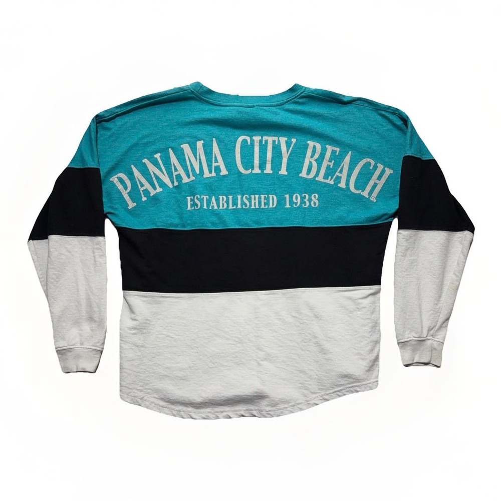 Vintage Panama City Beach Jersey Adult L Turquoise Retro Print Terry Beach Y2k
